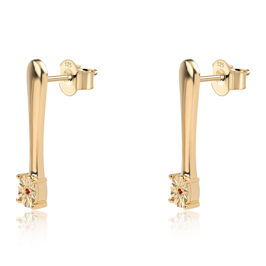 Cercei din Argint 925 Placat cu Aur ( 2.45 grame ) cu Diamant Roșu 0.01 Carate