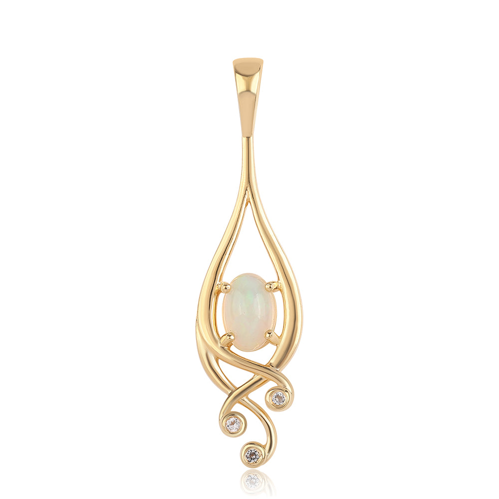 Pandantiv din Argint 925 Placat cu Aur ( 1.83 grame ) cu Opal Etiopian Lega Dembi și Topaz Alb 0.57 Carate 1 