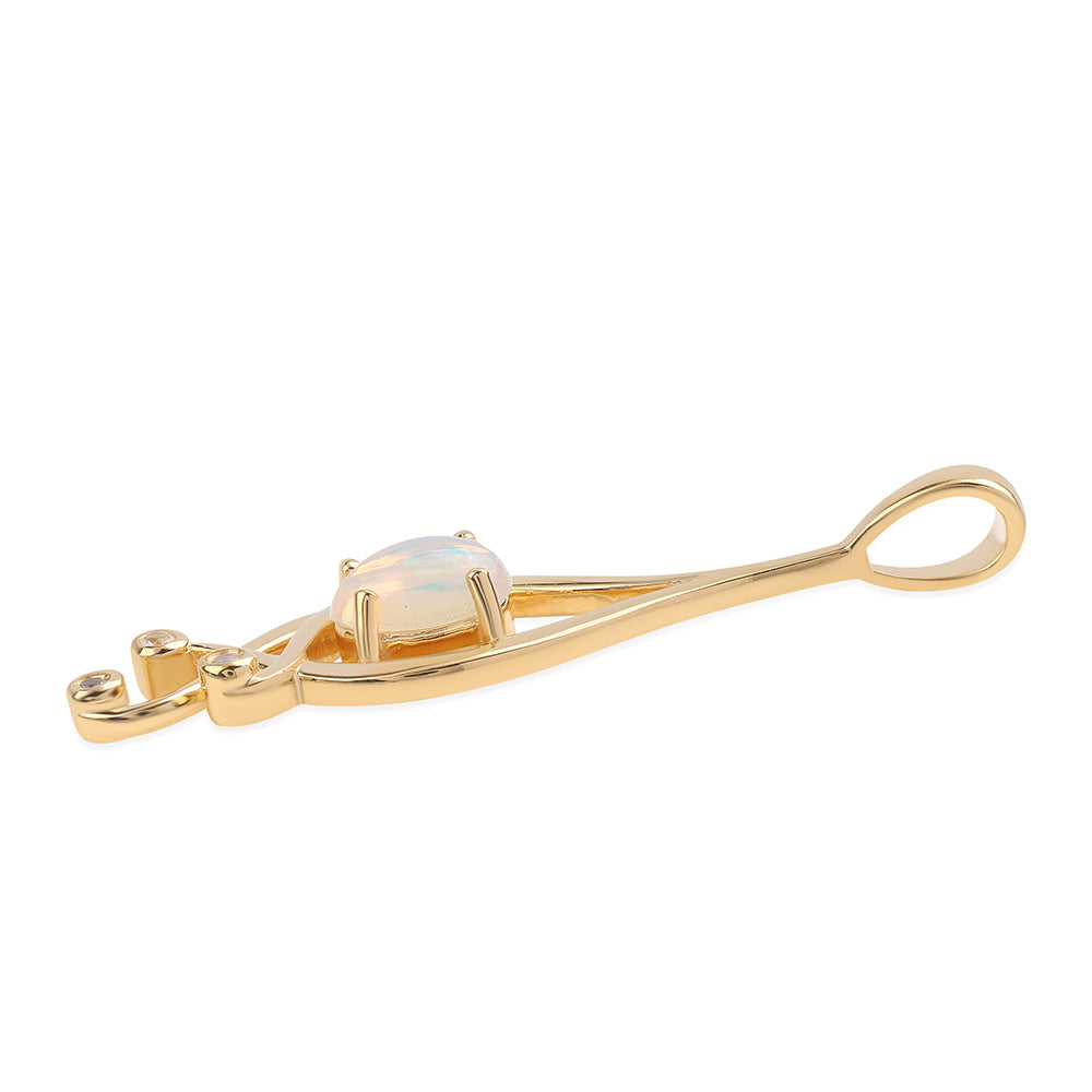 Pandantiv din Argint 925 Placat cu Aur ( 1.83 grame ) cu Opal Etiopian Lega Dembi și Topaz Alb 0.57 Carate 2 