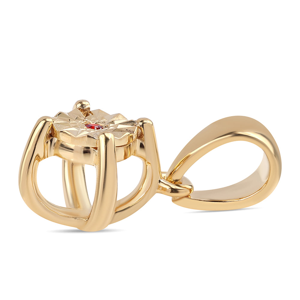 Set din Argint 925 Placat cu Aur ( 1.3 grame ) cu Diamant Roșu 0.02 Carate ( Cercei+Inel+Pandantiv ) 8 