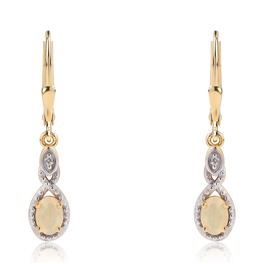 Cercei din Argint 925 Placat cu Aur ( 2.29 grame ) cu Opal Etiopian Lega Dembi și Topaz Alb 0.71 Carate