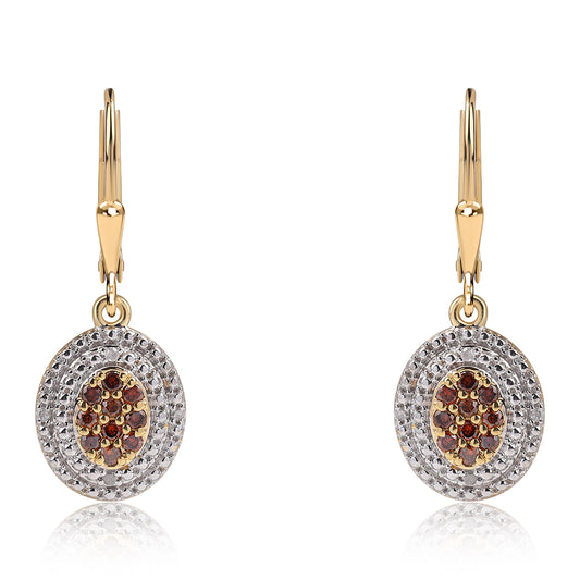 Cercei din Argint 925 Placat cu Aur ( 2.48 grame ) cu Diamant Roșu și Diamant Alb 0.34 Carate