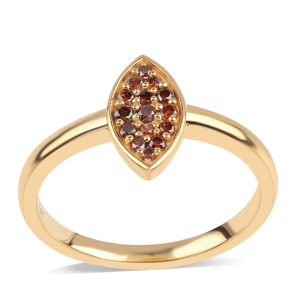 Inel din Argint 925 Placat cu Aur ( 2.11 grame ) cu Diamant Roșu 0.17 Carate 1 