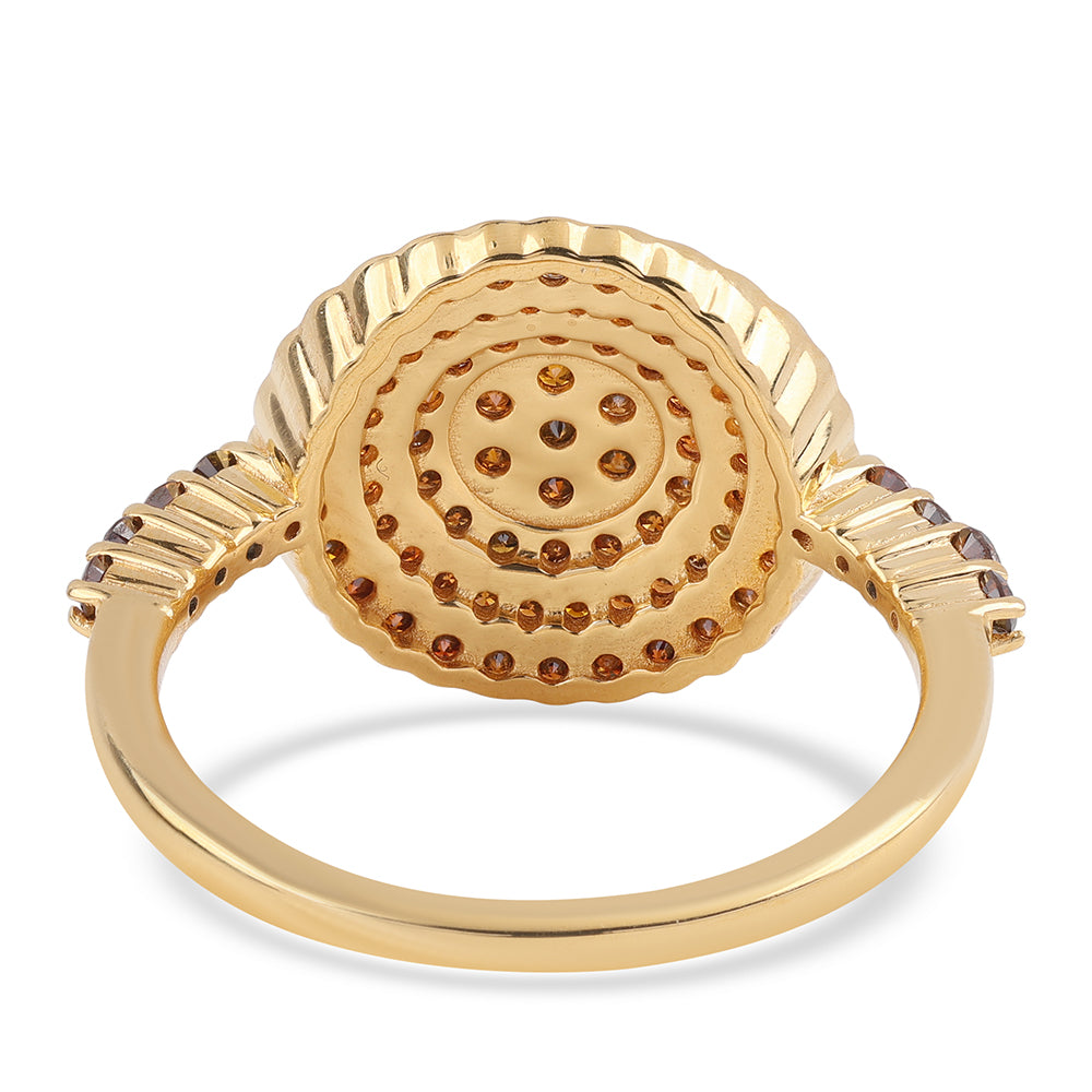 Inel din Argint 925 Placat cu Aur ( 2.46 grame ) cu Diamant Roșu 0.7 Carate 2 