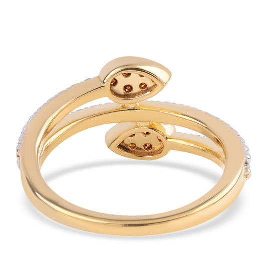 Inel din Argint 925 Placat cu Aur ( 3.04 grame ) cu Diamant Roșu și Diamant Alb 0.16 Carate