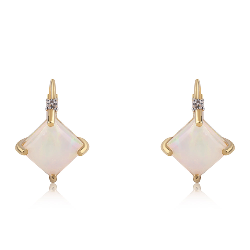 Cercei din Argint 925 Placat cu Aur ( 1.73 grame ) cu Opal Etiopian Lega Dembi și Topaz Alb 1.63 Carate