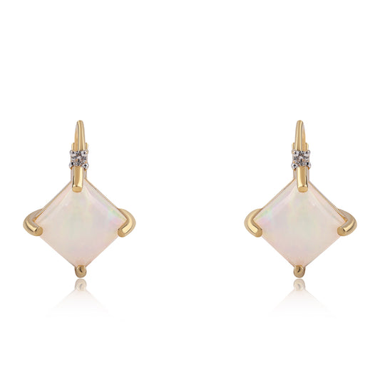 Cercei din Argint 925 Placat cu Aur ( 1.73 grame ) cu Opal Etiopian Lega Dembi și Topaz Alb 1.63 Carate