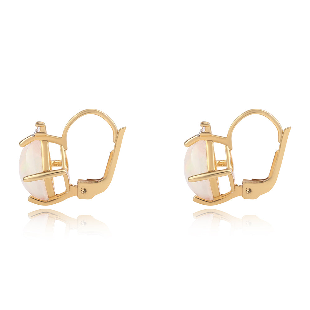 Cercei din Argint 925 Placat cu Aur ( 1.73 grame ) cu Opal Etiopian Lega Dembi și Topaz Alb 1.63 Carate 2 