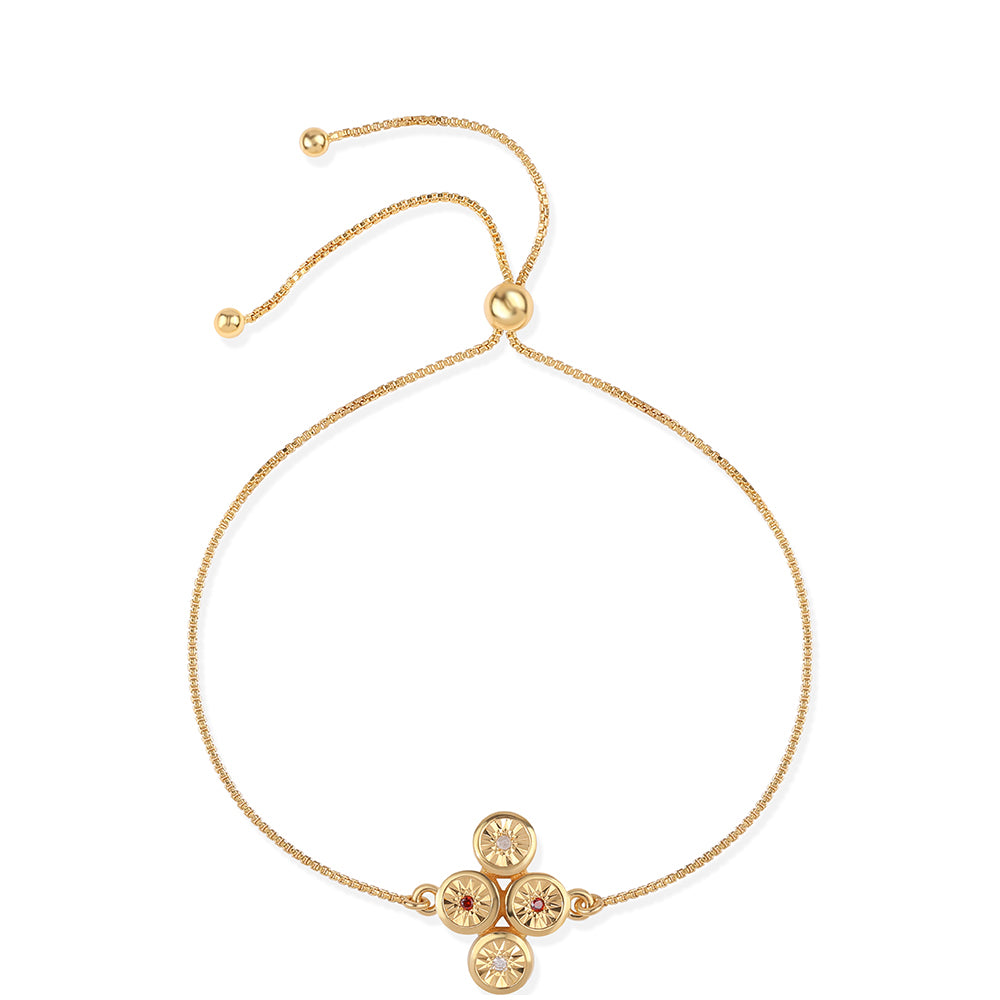 Brățară din Argint 925 Placat cu Aur ( 3.75 grame ) cu Diamant Roșu și Diamant Alb 0.06 Carate 1 