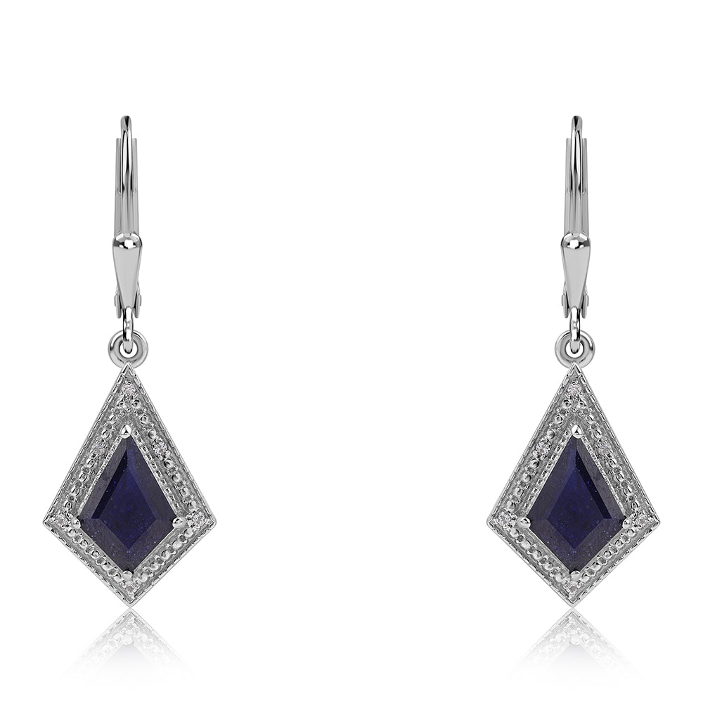 Cercei din Argint 925 ( 3.09 grame ) cu Safir Albastru Australian și Topaz Alb 3.26 Carate