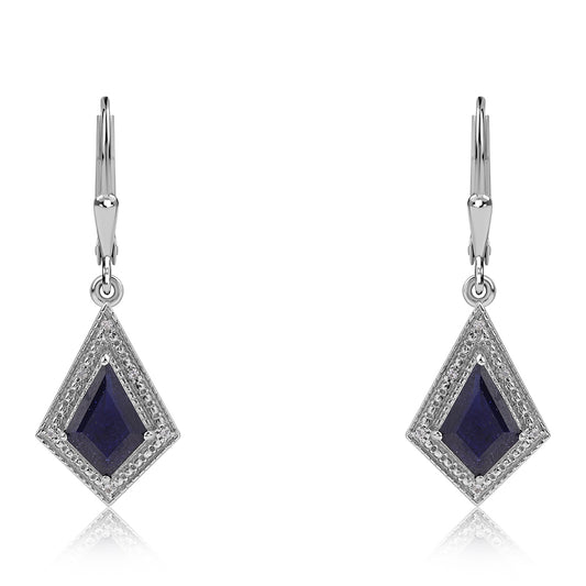 Cercei din Argint 925 ( 3.09 grame ) cu Safir Albastru Australian și Topaz Alb 3.26 Carate