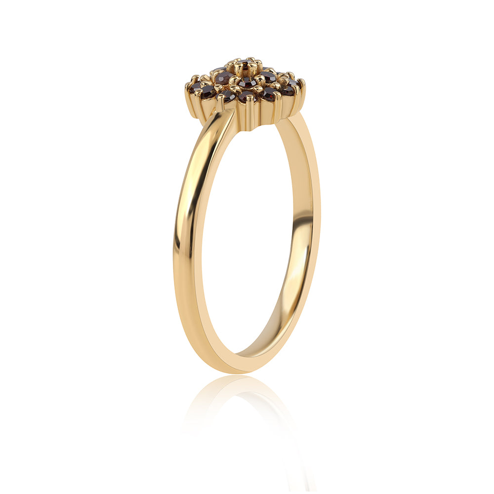 Inel din Argint 925 Placat cu Aur ( 2.11 grame ) cu Diamant Roșu 0.26 Carate