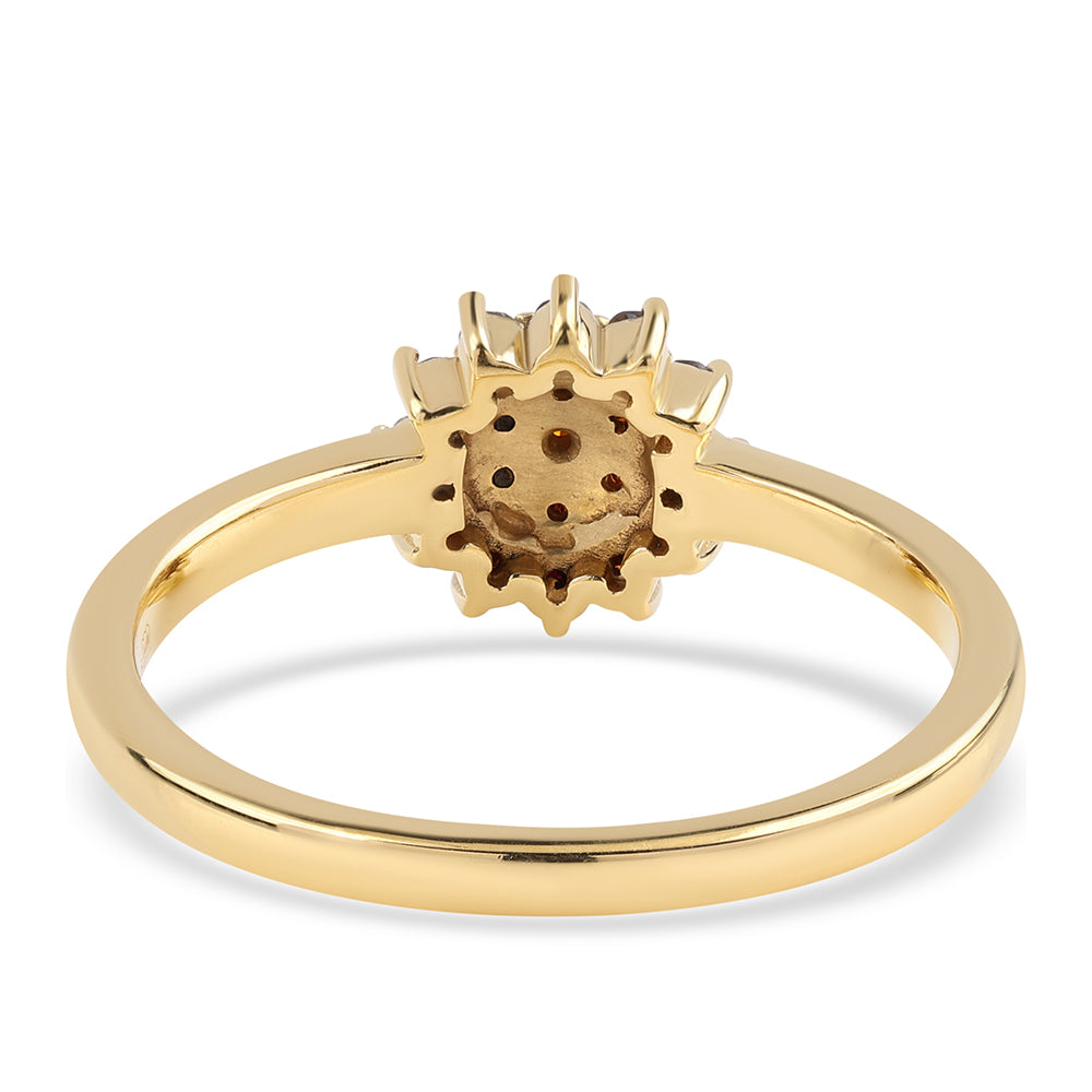 Inel din Argint 925 Placat cu Aur ( 2.11 grame ) cu Diamant Roșu 0.26 Carate 3 