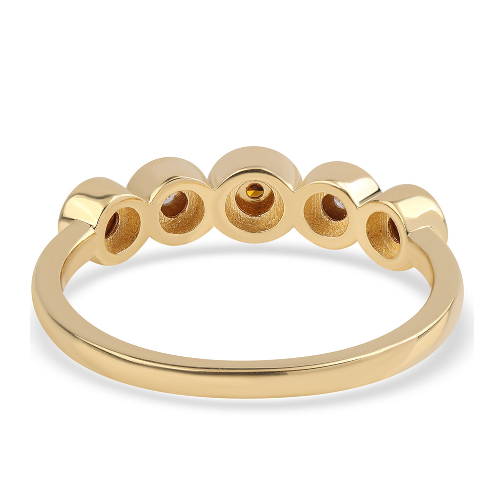 Inel din Argint 925 Placat cu Aur ( 2.47 grame ) cu Diamant Roșu și Diamant Alb 0.04 Carate 2 