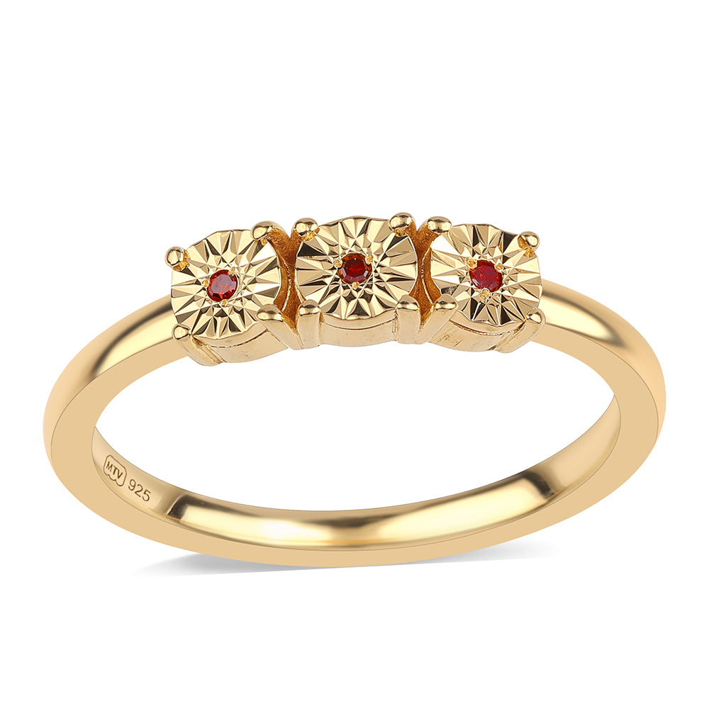 Inel din Argint 925 Placat cu Aur ( 2.06 grame ) cu Diamant Roșu 0.04 Carate