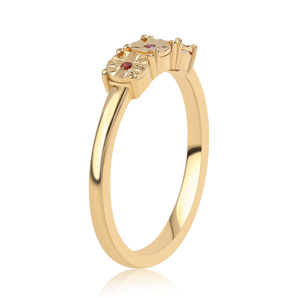 Inel din Argint 925 Placat cu Aur ( 2.06 grame ) cu Diamant Roșu 0.04 Carate 3 