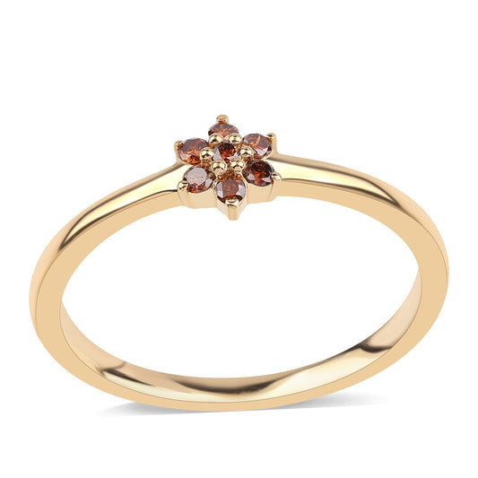 Inel din Argint 925 Placat cu Aur ( 1.52 grame ) cu Diamant Roșu 0.1 Carate