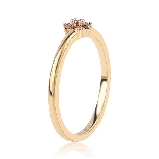 Inel din Argint 925 Placat cu Aur ( 1.52 grame ) cu Diamant Roșu 0.1 Carate