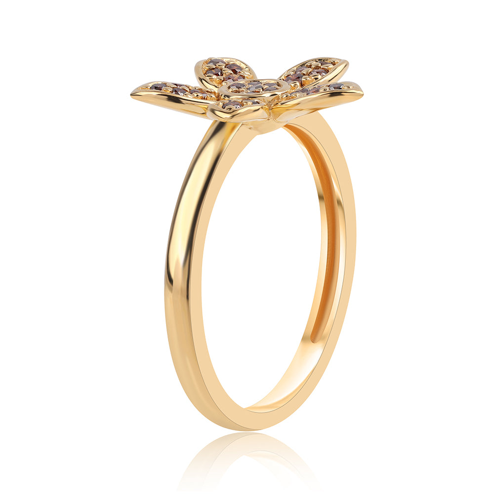 Inel din Argint 925 Placat cu Aur ( 2.43 grame ) cu Diamant Roșu 0.23 Carate