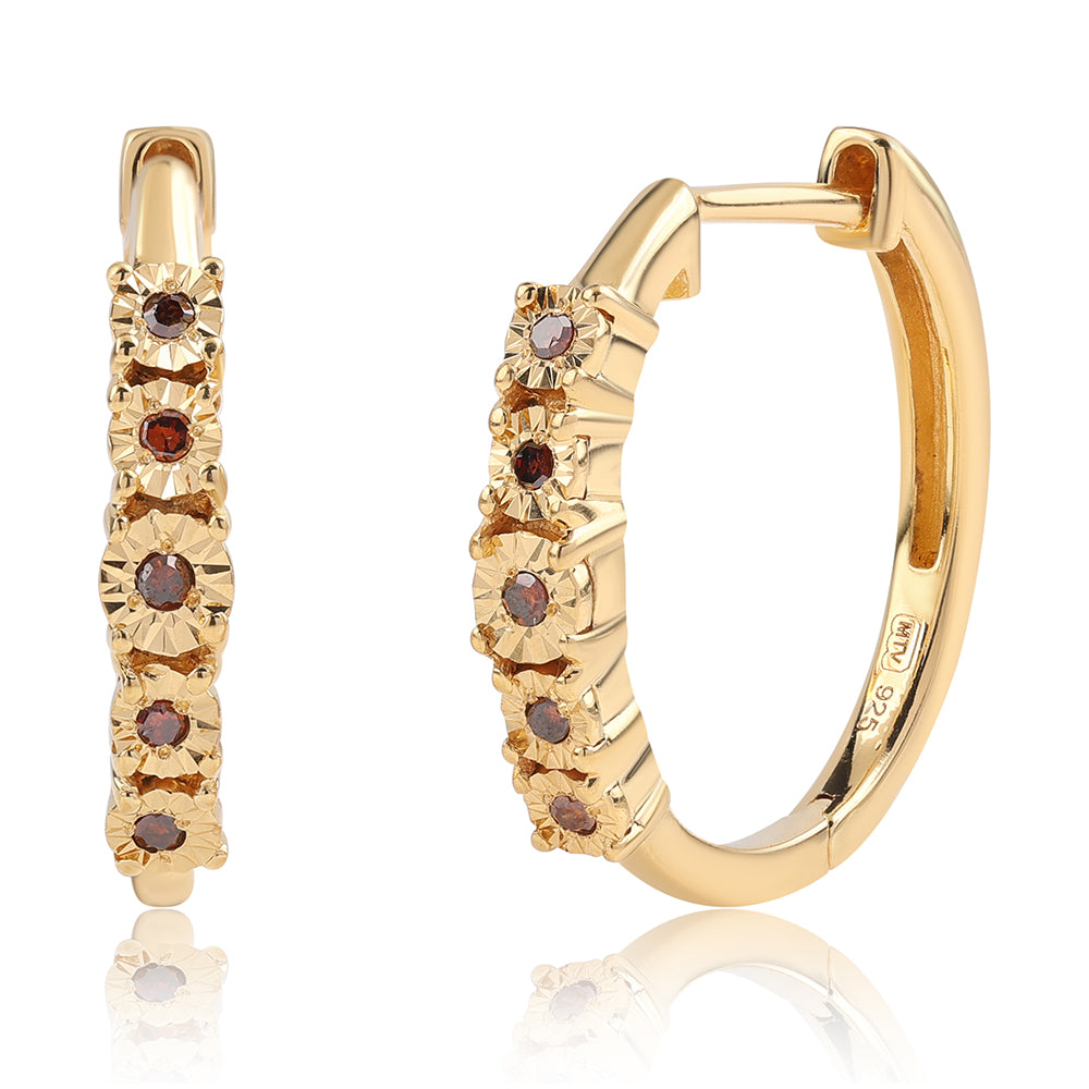 Cercei din Argint 925 Placat cu Aur ( 2.9 grame ) cu Diamant Roșu 0.06 Carate