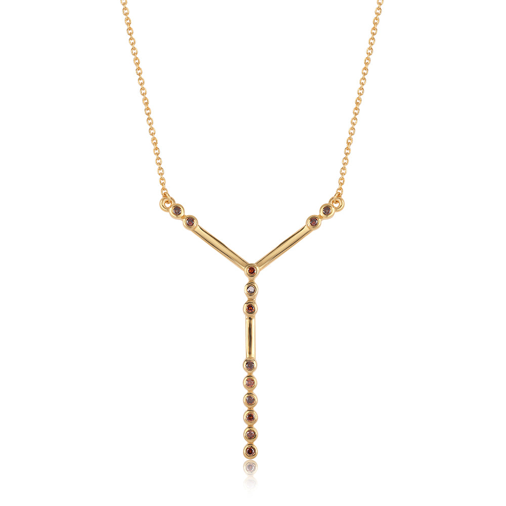 Colier din Argint 925 Placat cu Aur ( 4 grame ) cu Diamant Roșu 0.18 Carate