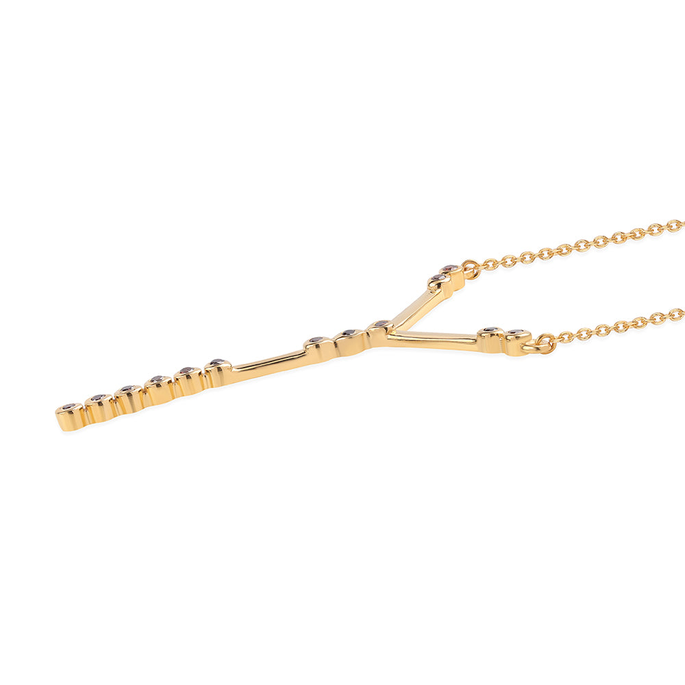 Colier din Argint 925 Placat cu Aur ( 4 grame ) cu Diamant Roșu 0.18 Carate 3 