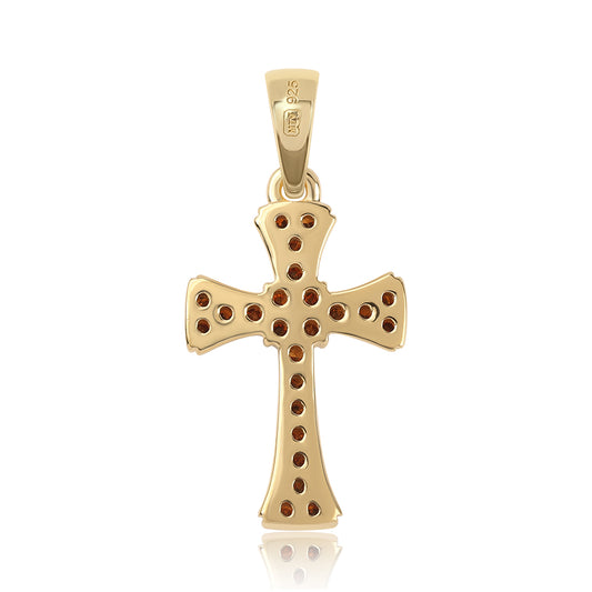 Cruce Pandantiv din Argint 925 Placat cu Aur ( 1.29 grame ) cu Diamant Roșu 0.34 Carate