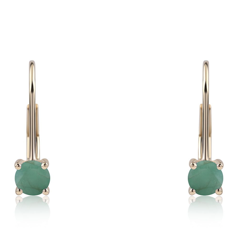 Cercei din Aur de 9K ( 0.83 grame ) cu Smarald Brazilian 0.7 Carate