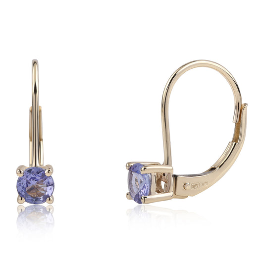 Cercei din Aur de 9K ( 0.83 grame ) cu Tanzanit AA 0.6 Carate