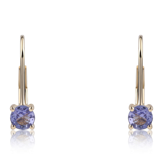 Cercei din Aur de 9K ( 0.83 grame ) cu Tanzanit AA 0.6 Carate