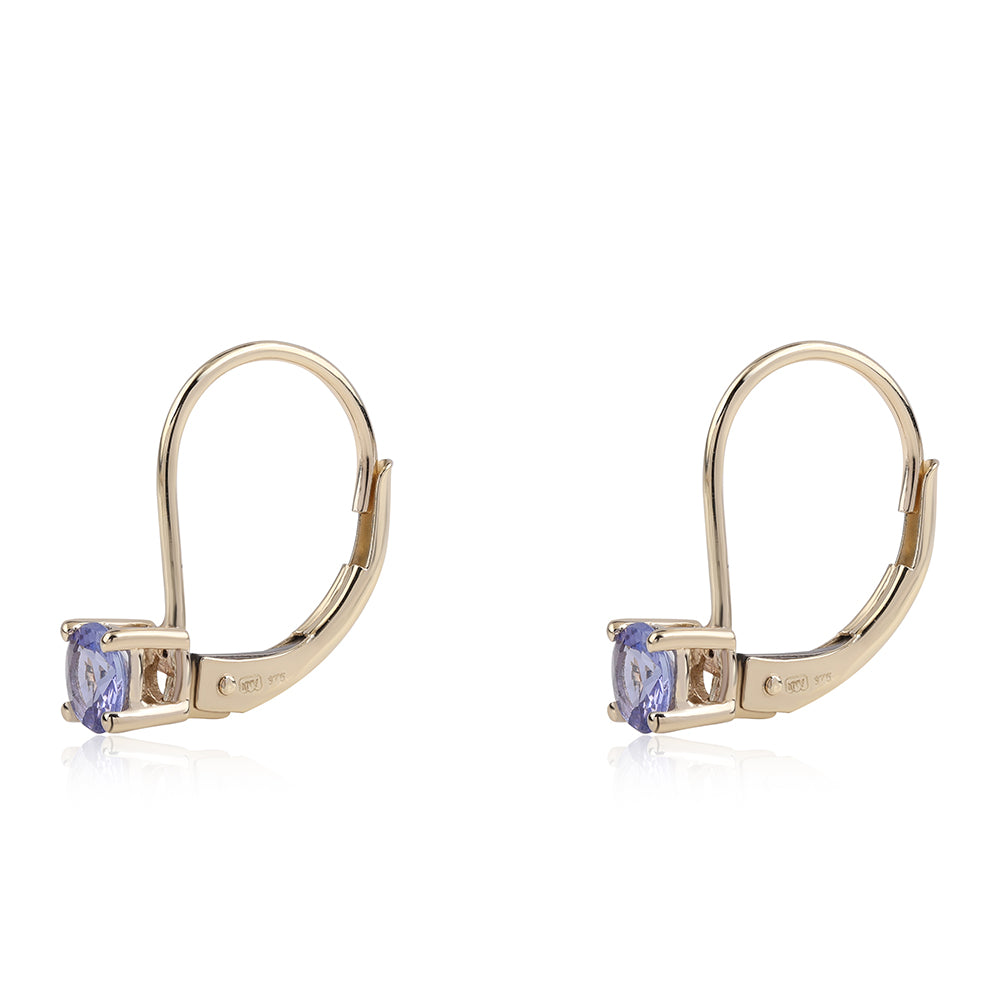 Cercei din Aur de 9K ( 0.83 grame ) cu Tanzanit AA 0.6 Carate 4 