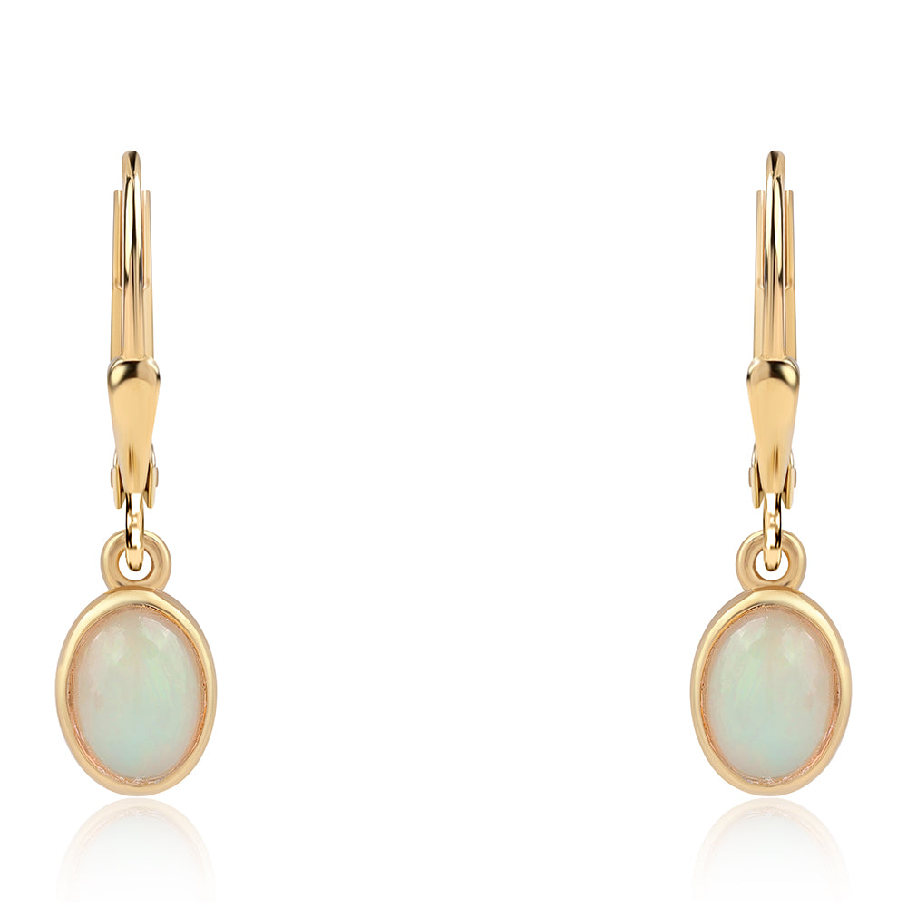 Cercei din Argint 925 Placat cu Aur ( 1.69 grame ) cu Opal Etiopian Lega Dembi 1.1 Carate