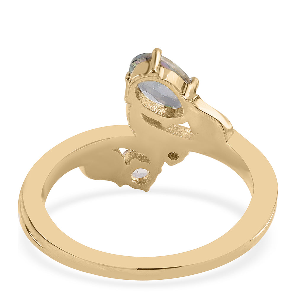 Inel din Argint 925 Placat cu Aur ( 2.71 grame ) cu Topaz Mistic și Topaz Alb 0.72 Carate 2 