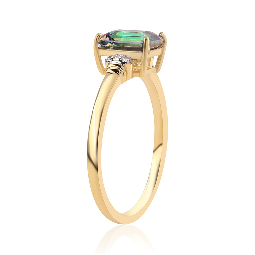 Inel din Argint 925 Placat cu Aur ( 2.21 grame ) cu Topaz Mistic și Topaz Alb 1.52 Carate