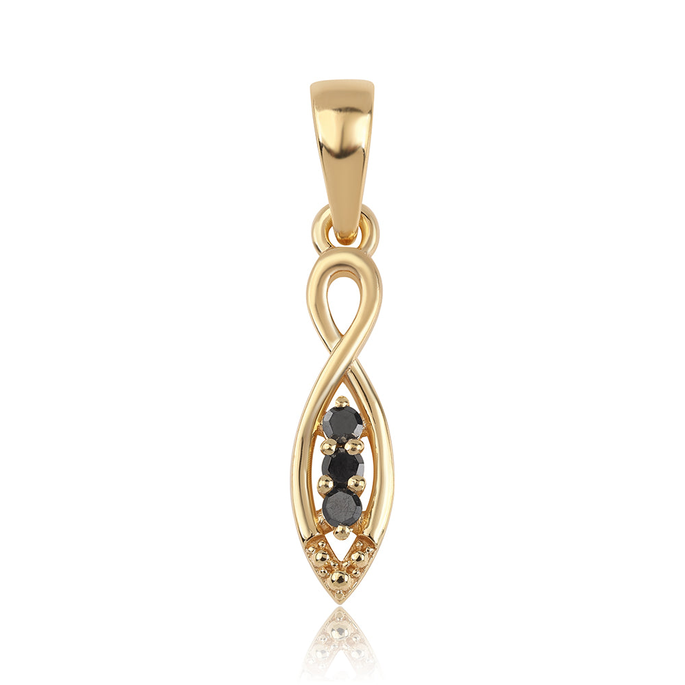 Pandantiv din Argint 925 Placat cu Aur ( 0.64 grame ) cu Diamant Negru 0.05 Carate 1 