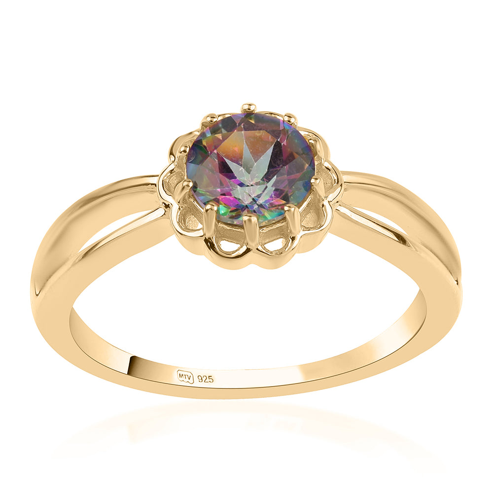 Inel din Argint 925 Placat cu Aur ( 3.02 grame ) cu Topaz Mistic 1.54 Carate 1 