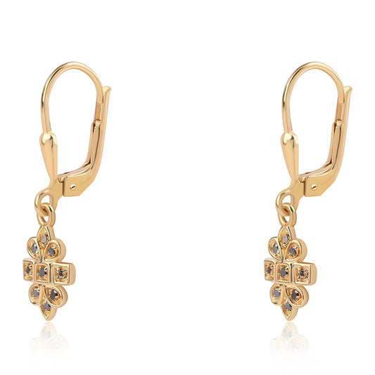 Cercei din Argint 925 Placat cu Aur ( 1.48 grame ) cu Diamant Negru 0.09 Carate