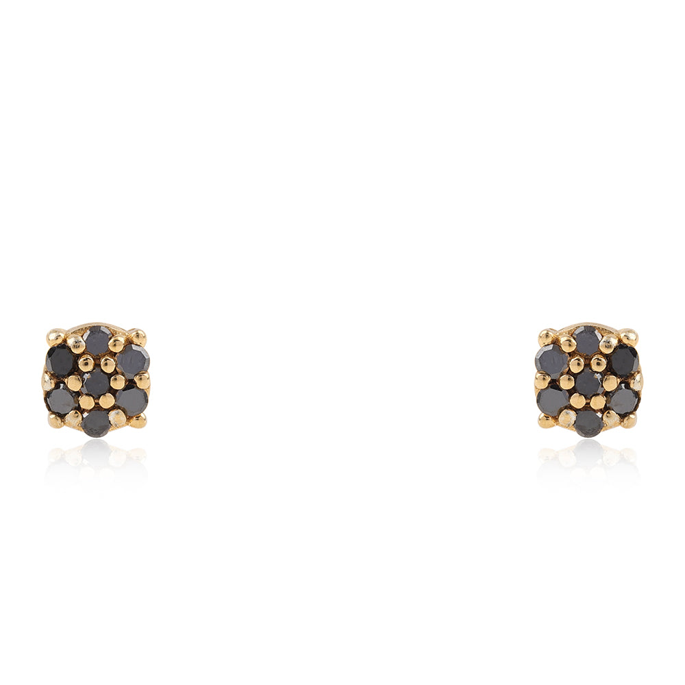 Cercei din Argint 925 Placat cu Aur ( 1.12 grame ) cu Diamant Negru 0.14 Carate