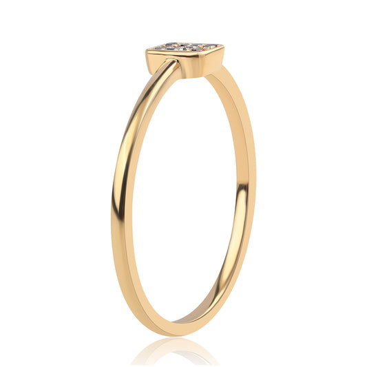 Inel din Argint 925 Placat cu Aur ( 1.33 grame ) cu Diamant Negru 0.06 Carate