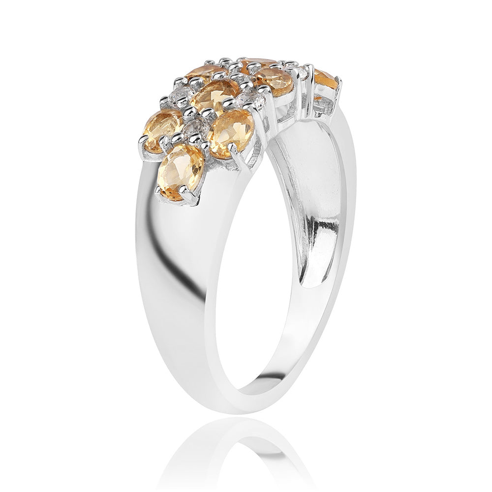 Inel din Argint 925 ( 3.37 grame ) cu Citrin Brazilian Clasa "AA" și Topaz Alb 2.08 Carate 2 