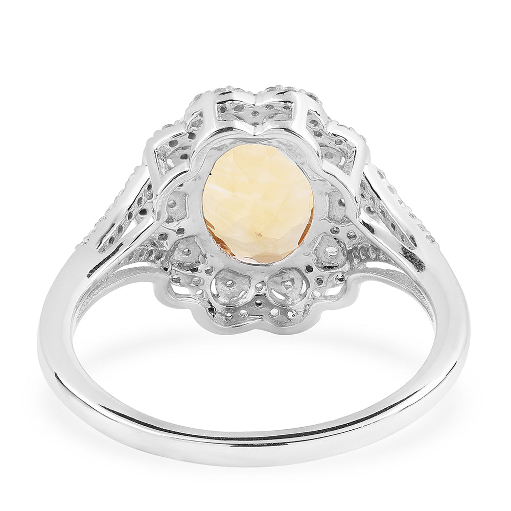 Inel din Argint 925 ( 2.93 grame ) cu Citrin Brazilian Clasa "AA" și Topaz Alb 3.18 Carate 3 