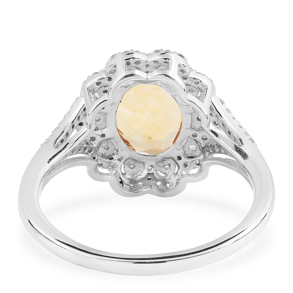 Inel din Argint 925 ( 2.93 grame ) cu Citrin Brazilian Clasa "AA" și Topaz Alb 3.18 Carate 6 