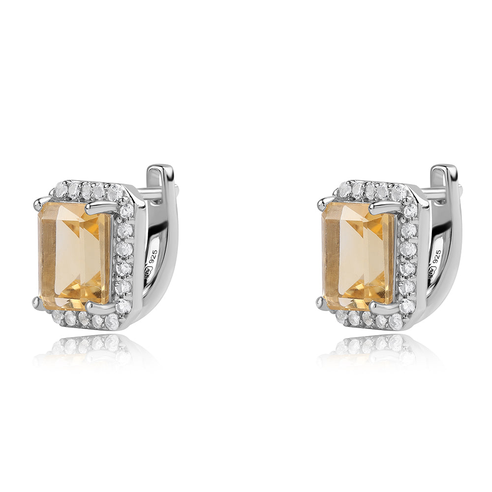 Cercei din Argint 925 ( 3.01 grame ) cu Citrin Brazilian Clasa "AA" și Topaz Alb 3.74 Carate