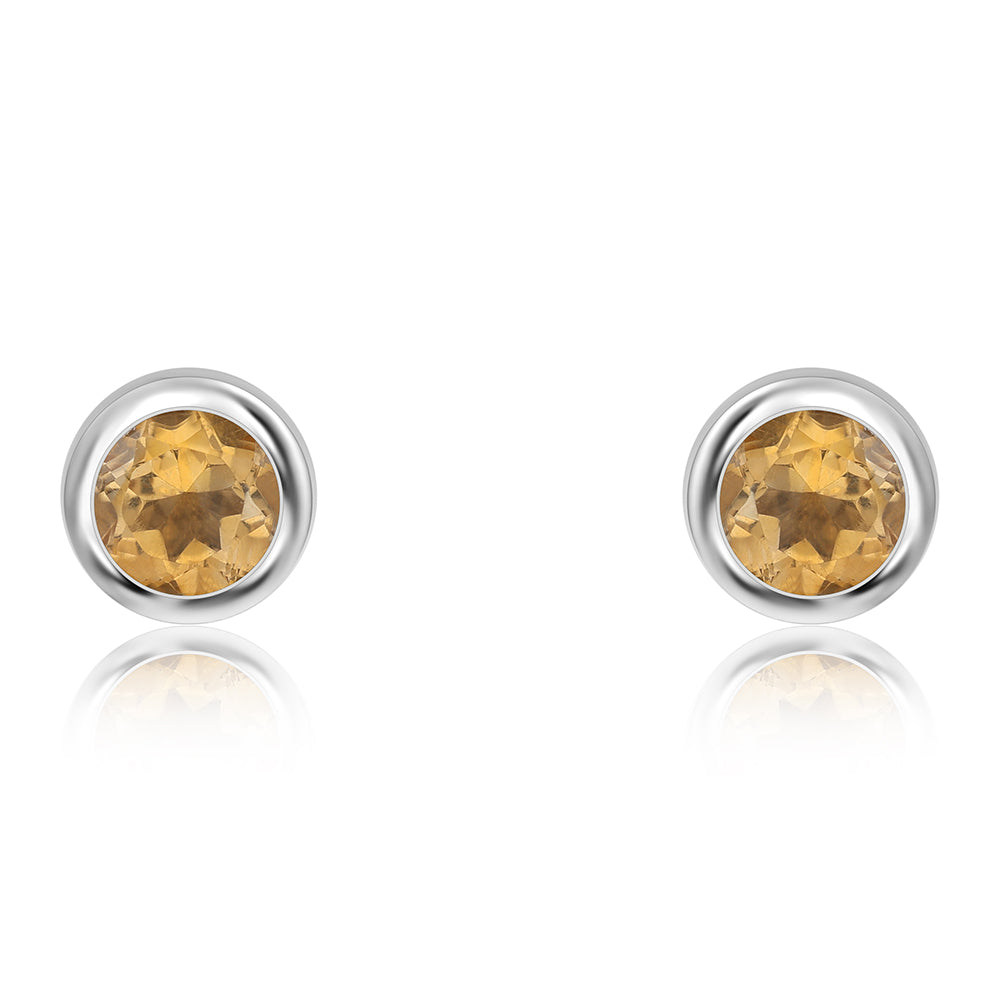 Cercei din Argint 925 ( 1.82 grame ) cu Citrin Brazilian Clasa "AA" 0.94 Carate 4 