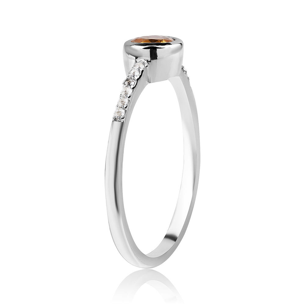 Inel din Argint 925 ( 2.09 grame ) cu Citrin Brazilian Clasa "AA" și Topaz Alb 0.59 Carate 2 