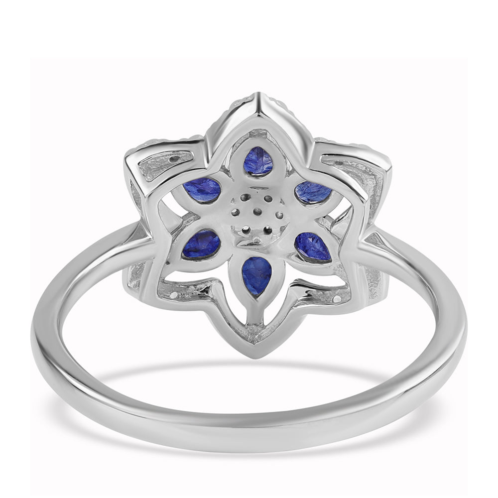 Inel din Argint 925 ( 3.29 grame ) cu Safir Albastru Australian și Topaz Alb 1.67 Carate