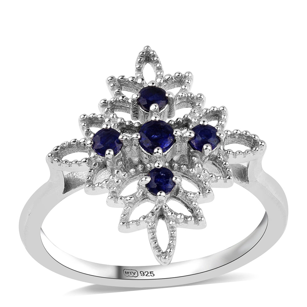 Inel din Argint 925 ( 3.46 grame ) cu Safir Albastru Australian 0.46 Carate 1 
