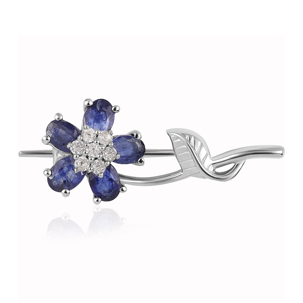 Broşă din Argint 925 ( 2.03 grame ) cu Safir Albastru Australian și Topaz Alb 1.56 Carate