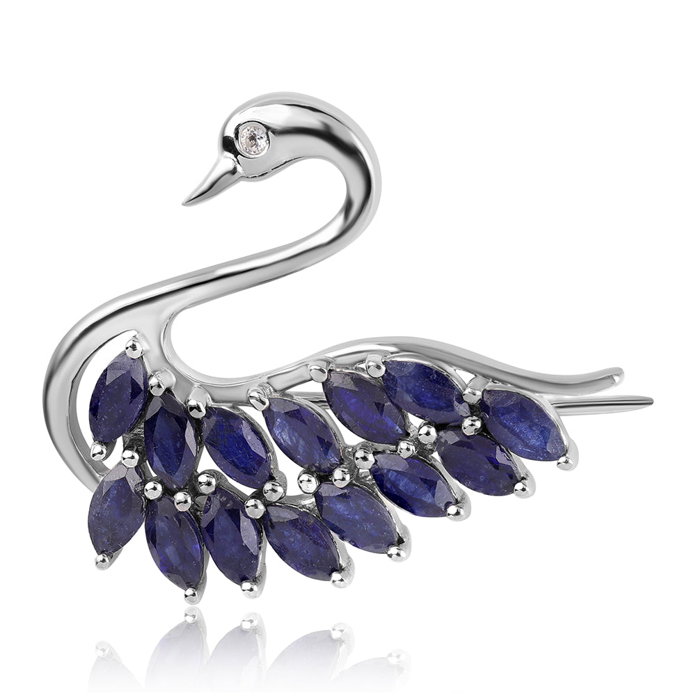 Broşă din Argint 925 ( 3.86 grame ) cu Safir Albastru Australian și Topaz Alb 2.55 Carate