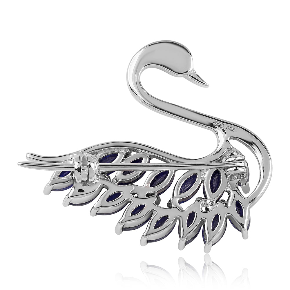 Broşă din Argint 925 ( 3.86 grame ) cu Safir Albastru Australian și Topaz Alb 2.55 Carate 2 